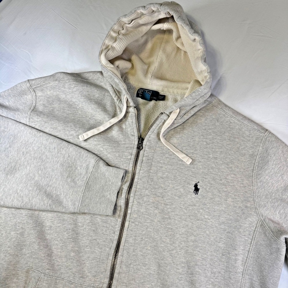 Vintage Y2K Polo Ralph Lauren Thermal Lined Full‎ Zip Gray Hoodie 2XLT Tall